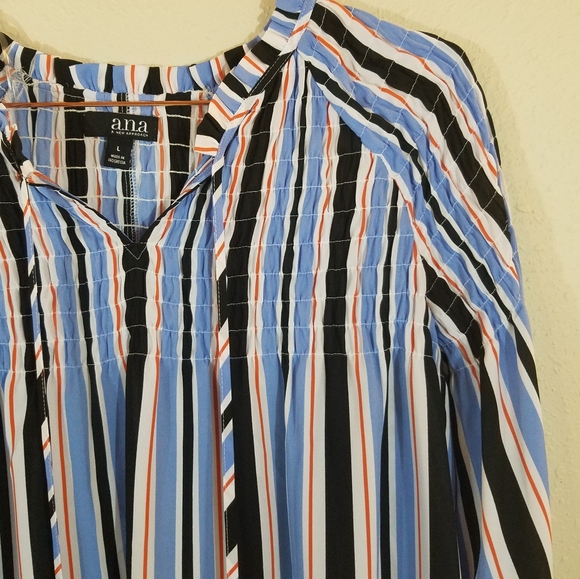 A.N.A Smocked 3/4 Sleeve Peasant Top Size L - Picture 2 of 7